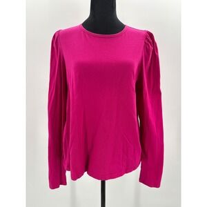 Old Navy Womens Tall Size L Puff Sleeve Crewneck Long Sleeve T Shirt Berry Fine